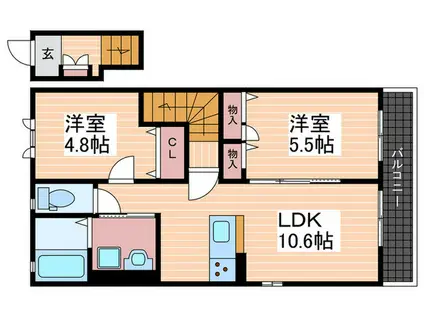 アールヴォーレ(2LDK/2階)の間取り写真