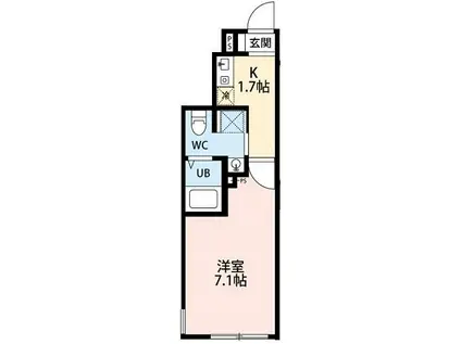 目黒区東が丘1丁目(1K/1階)の間取り写真