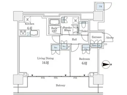 ザ・コート神宮外苑(1LDK/11階)の間取り写真