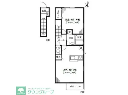 シェトワ(1LDK/2階)の間取り写真