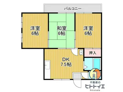 西江コーポ1(3DK/2階)の間取り写真