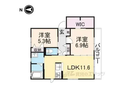 グランディール玄兎B(2LDK/2階)の間取り写真