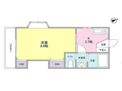 フラット・きどころII(1K/1階)の間取り写真