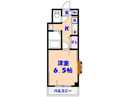 ＪＲ総武線 船橋駅 徒歩5分 4階建 築27年(1K/2階)の間取り写真