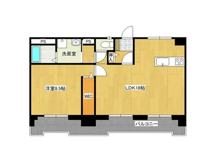 マーブル・コート土浦(1LDK/2階)の間取り写真