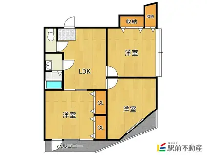 香月ビル(3LDK/3階)の間取り写真