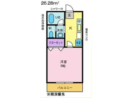 グレイス1116(1K/1階)の間取り写真