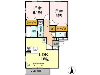 クレア・ド・ルーン(2LDK/3階)の間取り写真
