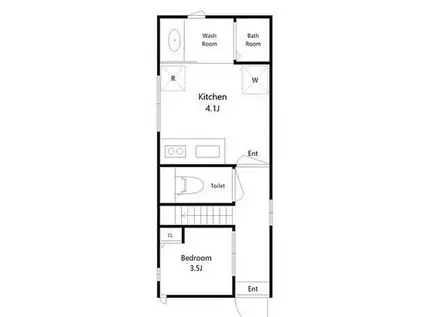 BOハイツ(ワンルーム/1階)の間取り写真