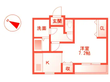 SHUNA台町(1K/2階)の間取り写真