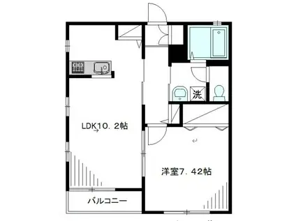 グリーンヒルかや(1LDK/2階)の間取り写真