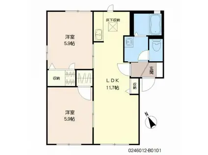 ノールカトレア  B棟(2LDK/1階)の間取り写真