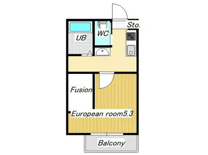 サンライズ津田沼III(1K/1階)の間取り写真