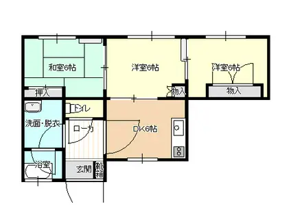 アパート そよ風(3DK/2階)の間取り写真