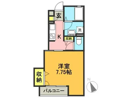 グランツ(1K/1階)の間取り写真