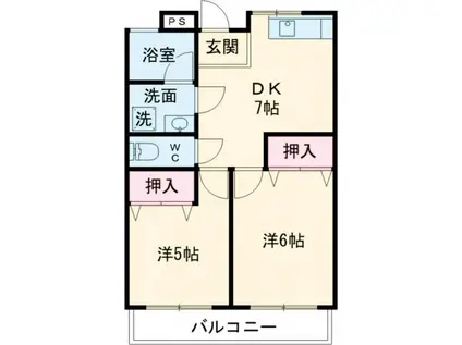 長田早苗マンション(2DK/3階)の間取り写真