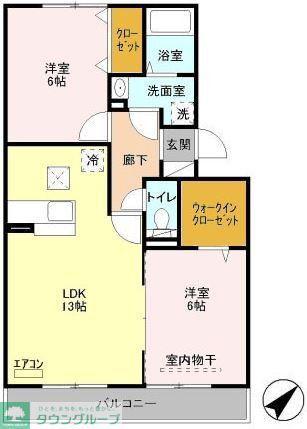 ソレイユB(2LDK/1階)の間取り写真