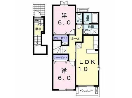 イムーブルKEIHINA(2LDK/2階)の間取り写真