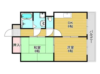 千舟リバービューマンション(2DK/4階)の間取り写真