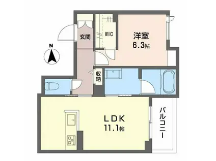 アメリス(1LDK/3階)の間取り写真