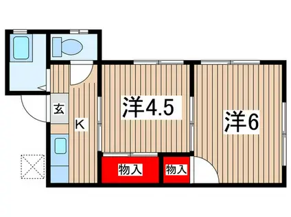 サニーハイツ千葉寺(2K/2階)の間取り写真