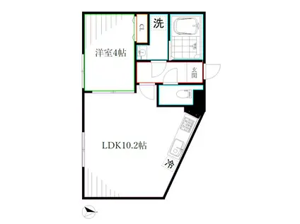 THE PALMS 三鷹II(1LDK/2階)の間取り写真