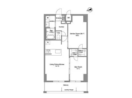 PRIMA STELLA プリマステラ(1SLDK/8階)の間取り写真