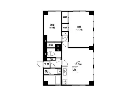 パセオモリ(2LDK/1階)の間取り写真