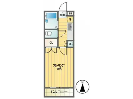 ボヌール方南(1K/1階)の間取り写真