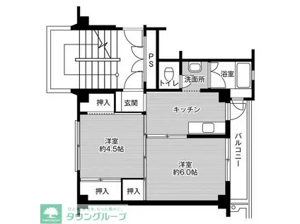 ビレッジハウス毛呂山1号棟(2K/2階)の間取り写真