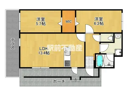 ヴァンベール(2LDK/1階)の間取り写真