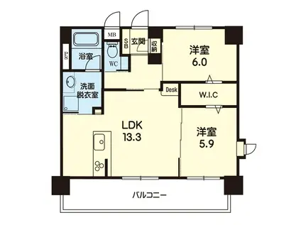 リバティハウス島崎(2LDK/8階)の間取り写真