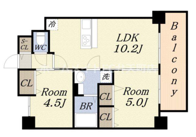 LOUIS RESIDENCE弁天町(2LDK/2階)の間取り写真