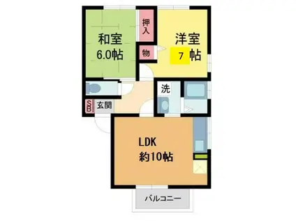 コンフォ大寿A棟(2LDK/1階)の間取り写真
