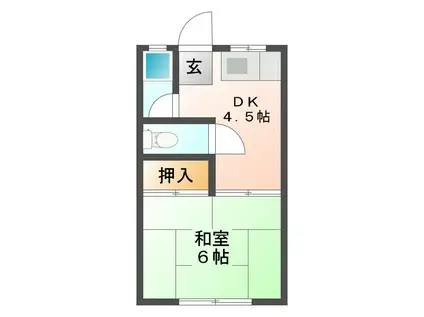 コーポ橋本C(1DK/2階)の間取り写真