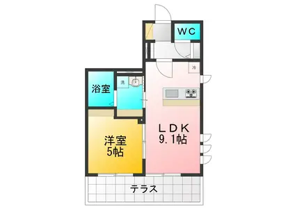 CLAIRE MUSASHI(1LDK/1階)の間取り写真