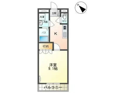 アムールハイム(1K/1階)の間取り写真