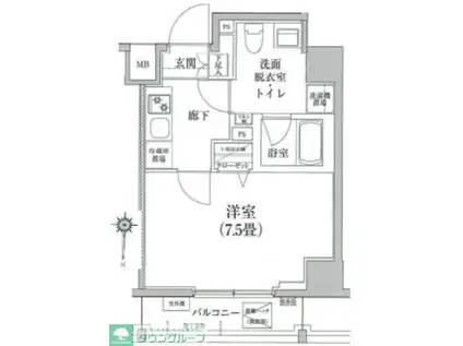 アイルカナーレ門前仲町(1K/4階)の間取り写真