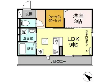 カルミア(1LDK/1階)の間取り写真