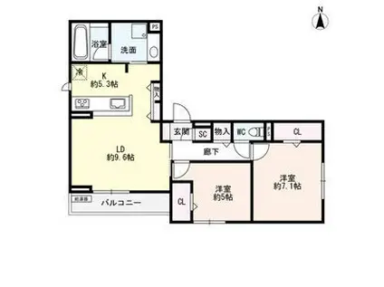 LUVITA新福寺町(2LDK/2階)の間取り写真