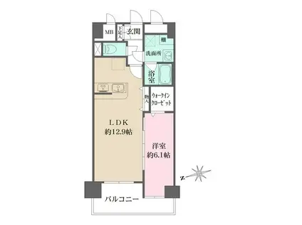 パークフラッツ日本橋馬喰町(1LDK/6階)の間取り写真
