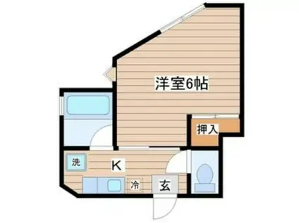 こもれ日のエルミタージュ八乙女(1K/1階)の間取り写真