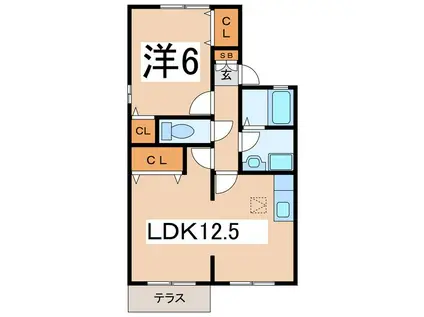 プライムメゾン6号館(1LDK/1階)の間取り写真