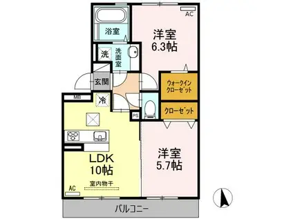 セブンリーフクローバー(2LDK/1階)の間取り写真