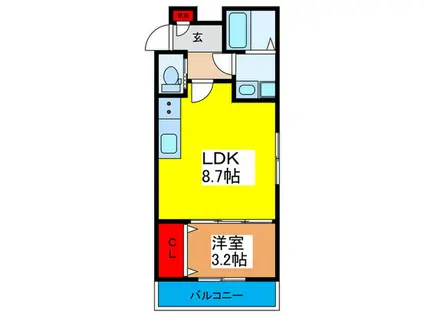 ル・レーヴ今津 北棟(1LDK/2階)の間取り写真