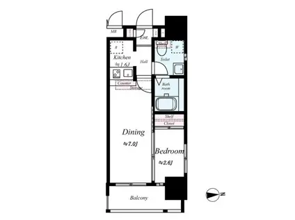 グランフォーレプライム西公園(1LDK/2階)の間取り写真