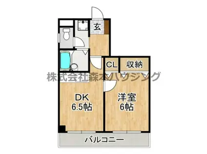 ハイツ中道(1DK/1階)の間取り写真