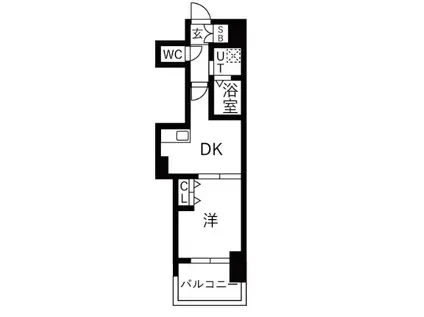 エステムプラザ名古屋駅前プライムタワー(1DK/3階)の間取り写真