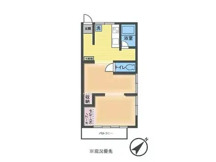 中谷コーポ(ワンルーム/2階)の間取り写真