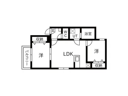 LA VITA都府楼前駅(2LDK/2階)の間取り写真